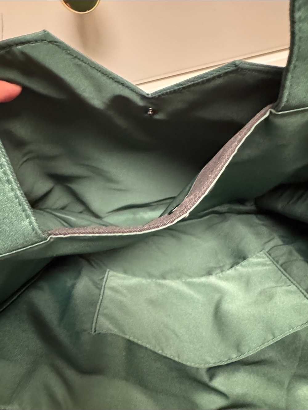 Prada Green Nylon Tote Bag with Black Accent and White Logo - Picture 6 of 6